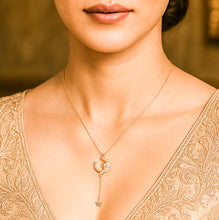 Load image into Gallery viewer, Rose Gold Moon & Star Adjustable Silver Necklace