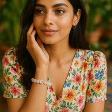 Load image into Gallery viewer, Rose Quartz Infinity Silver Bead Bracelet (8 MM)