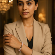 Load image into Gallery viewer, Rose Quartz Stone Silver Bead Bracelet (8 MM)