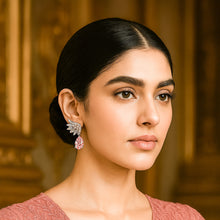 Load image into Gallery viewer, Ruby Angel American Diamond Silver Earrings