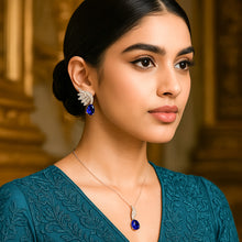 Load image into Gallery viewer, Sapphire Angel Iced Diamond Silver Earrings