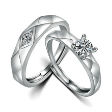 Load image into Gallery viewer, Nick Scarlet Zircon Adjustable Couple Silver Ring