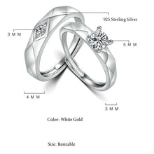 Load image into Gallery viewer, Nick Scarlet Zircon Adjustable Couple Silver Ring