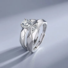 Load image into Gallery viewer, Nick Scarlet Zircon Adjustable Couple Silver Ring