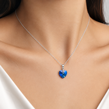 Load image into Gallery viewer, Ocean Blue Rhinestone Crystal Silver Necklace Set