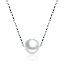 Load image into Gallery viewer, Single White Pearl Pendant Silver Necklace