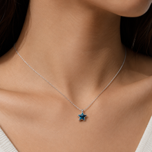 Load image into Gallery viewer, Minimal Silver Necklace With Star Blue Zircon