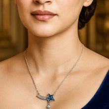 Load image into Gallery viewer, Blue Star Swarovski Crystal Pendant Silver Necklace