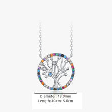 Load image into Gallery viewer, Tree of Life Colorful Zircon Silver Necklace