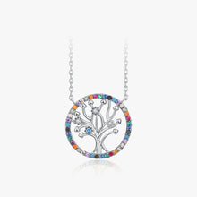 Load image into Gallery viewer, Tree of Life Colorful Zircon Silver Necklace
