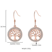 Load image into Gallery viewer, Rose Gold Tree of Life Dinging Silver Earrings