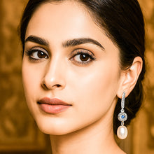 Load image into Gallery viewer, Vintage Drop Daisy Pearl Zircon Silver Earrings