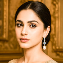 Load image into Gallery viewer, Vintage Drop Daisy Pearl Zircon Silver Earrings