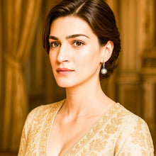 Load image into Gallery viewer, White Tear Drop Natural Pearl Clip on Silver Earrings