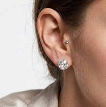 Load image into Gallery viewer, Model wearing White Florentine crystal silver stud earrings.