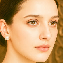 Load image into Gallery viewer, White Natural Pearl Stud Silver Earrings (11 MM)