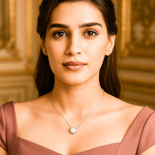 Load image into Gallery viewer, White Zircon Round Natural Pearl Silver Necklace