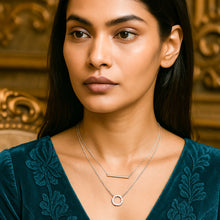 Load image into Gallery viewer, White Zircon Circle Layered Pendant Silver Necklace