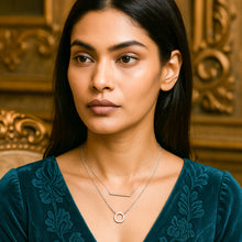 Load image into Gallery viewer, White Zircon Circle Layered Pendant Silver Necklace