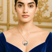 Load image into Gallery viewer, Zurich Azure Circle Pendant Swarovski Silver Necklace