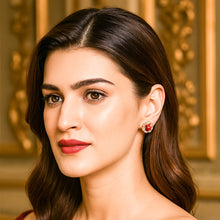 Load image into Gallery viewer, Crimson Blossom Stud Swarovski Crystal Silver Earrings