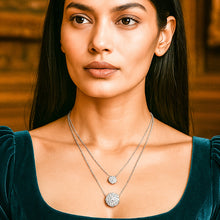 Load image into Gallery viewer, White Zircon Crystal Ball Duo Silver Necklace