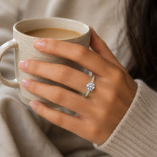 Load image into Gallery viewer, 925 sterling silver moissanite ring worn elegantly on a hand