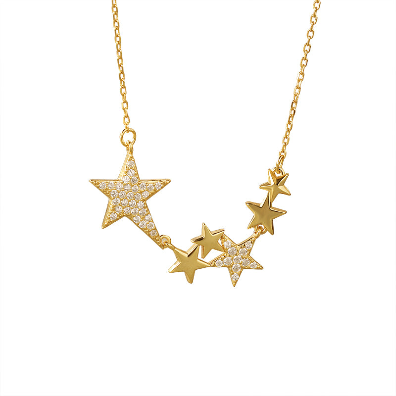 18 K Gold Plated Star Pendant Silver Necklace