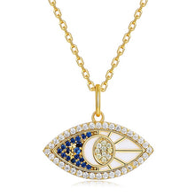 Load image into Gallery viewer, 18 K Gold Evil Eye White Blue Zircon Silver Necklace
