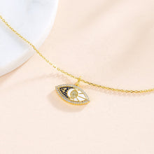 Load image into Gallery viewer, 18 K Gold Evil Eye White Blue Zircon Silver Necklace