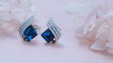 Load and play video in Gallery viewer, Blue ROMAN Swarovski Crystal Silver Earrings
