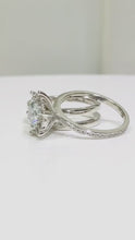 Load and play video in Gallery viewer, Princess Solitaire MOISSANITE Triple Band Silver Ring