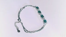 Load and play video in Gallery viewer, Venetian Emerald American Diamond Silver Bracelet
