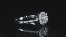 Load and play video in Gallery viewer, Berlin Solitaire Halo Zircon Preset Silver Ring