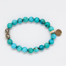 Load image into Gallery viewer, American Turquoise Stone Silver Bead Bracelet (8 MM)