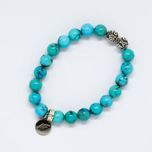 Load image into Gallery viewer, American Turquoise Stone Silver Bead Bracelet (8 MM)