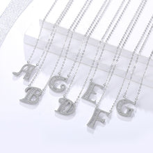 Load image into Gallery viewer, Initials Alphabet A-G Pendant Zircon Silver Necklace