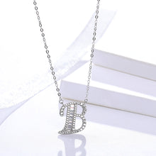 Load image into Gallery viewer, Initials Alphabet A-G Pendant Zircon Silver Necklace