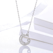 Load image into Gallery viewer, Initials Alphabet A-G Pendant Zircon Silver Necklace