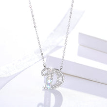 Load image into Gallery viewer, Initials Alphabet A-G Pendant Zircon Silver Necklace