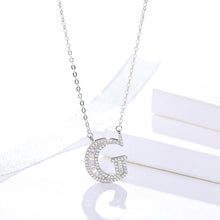 Load image into Gallery viewer, Initials Alphabet A-G Pendant Zircon Silver Necklace