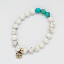 Load image into Gallery viewer, American Turquoise Flat Silver Bead Bracelet (8 MM)