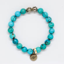 Load image into Gallery viewer, American Turquoise Stone Silver Bead Bracelet (8 MM)