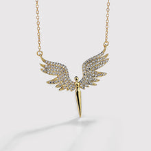 Load image into Gallery viewer, 18 K Gold Angel Wings Paved Zircon Silver Necklace