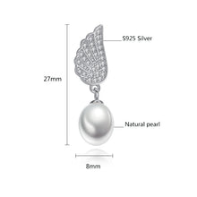 Load image into Gallery viewer, Angel Wings Natural Pearl Zircon Silver Earrings
