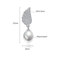 Load image into Gallery viewer, Angel Wings Natural Pearl Zircon Silver Earrings