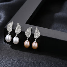Load image into Gallery viewer, Angel Wings Natural Pearl Zircon Silver Earrings