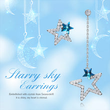 Load image into Gallery viewer, Dangling Star Swarovski Crystal Silver Earrings