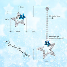 Load image into Gallery viewer, Dangling Star Swarovski Crystal Silver Earrings