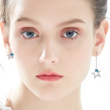 Load image into Gallery viewer, Dangling Star Swarovski Crystal Silver Earrings